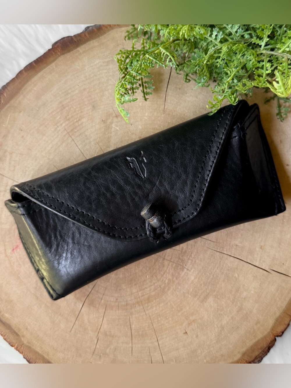 FRYE Soft Tooled Black Leather Sunglass Eyeglass Case